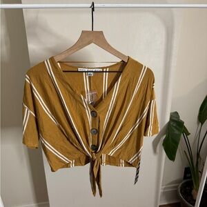 HYFVE Mustard Striped Crop Top